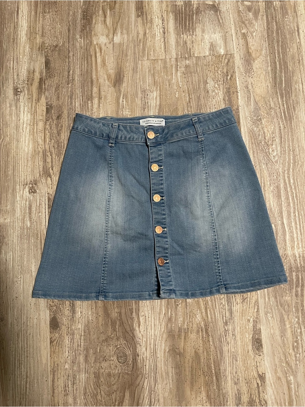 Stylein Blue Button-Front Denim Mini Skirt
